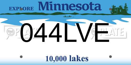 044LVE Minnesota License Plate