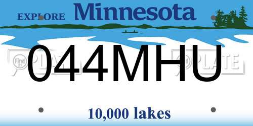 044MHU Minnesota License Plate