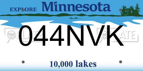 044NVK Minnesota License Plate