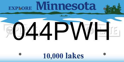 044PWH Minnesota License Plate