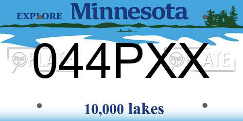 044PXX Minnesota License Plate
