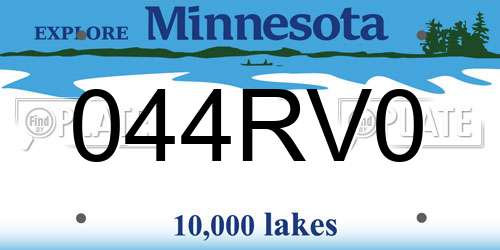044RV0 Minnesota License Plate