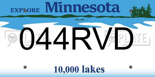 044RVD Minnesota License Plate