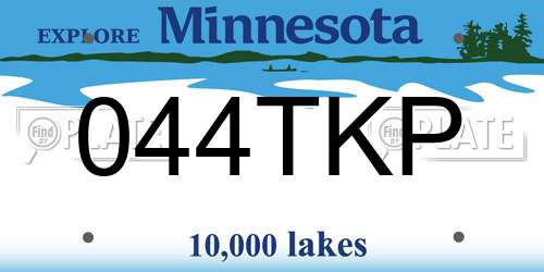 044TKP Minnesota License Plate