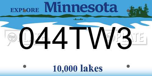 044TW3 Minnesota License Plate