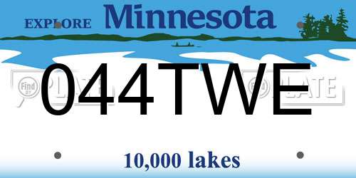 044TWE Minnesota License Plate