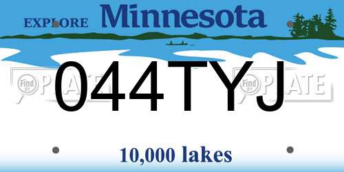 044TYJ Minnesota License Plate