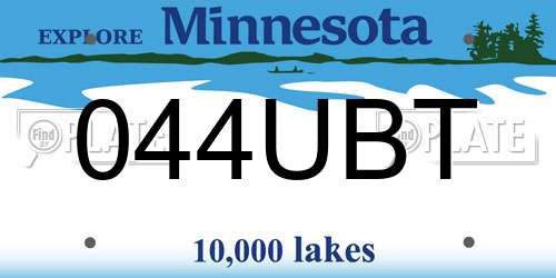 044UBT Minnesota License Plate