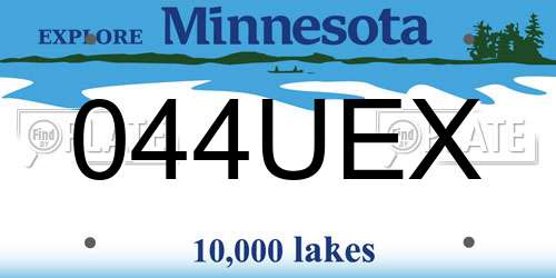 044UEX Minnesota License Plate