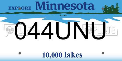 044UNU Minnesota License Plate