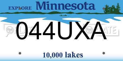 044UXA Minnesota License Plate