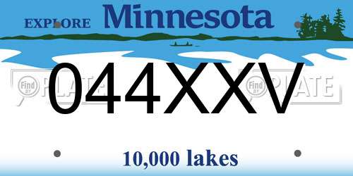 044XXV Minnesota License Plate