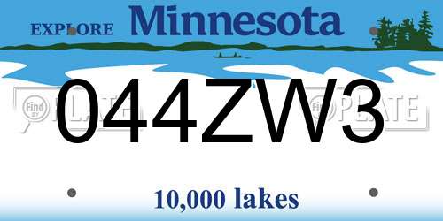 044ZW3 Minnesota License Plate