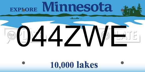 044ZWE Minnesota License Plate