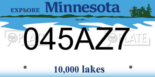 045AZ7 Minnesota License Plate