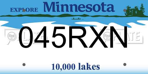 045RXN Minnesota License Plate