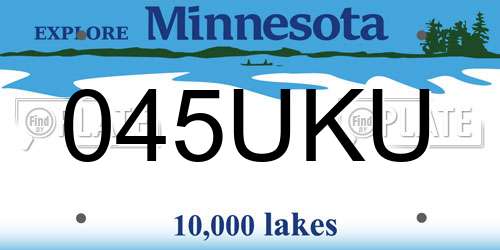 045UKU Minnesota License Plate