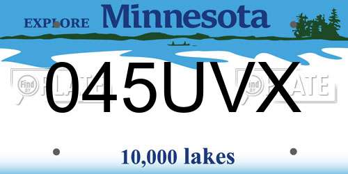 045UVX Minnesota License Plate