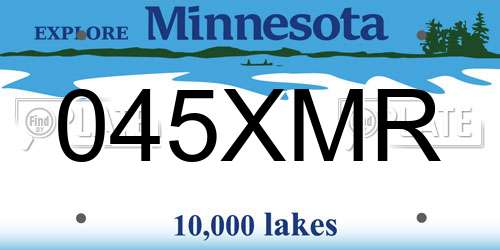 045XMR Minnesota License Plate