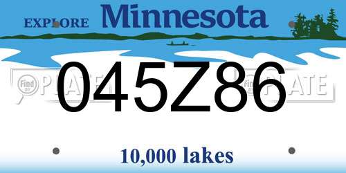 045Z86 Minnesota License Plate