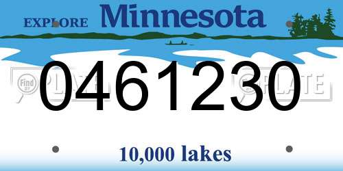 0461230 Minnesota License Plate