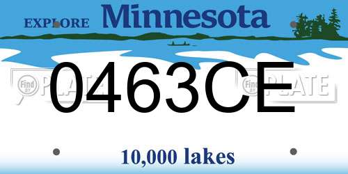 0463CE Minnesota License Plate