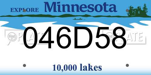 046D58 Minnesota License Plate
