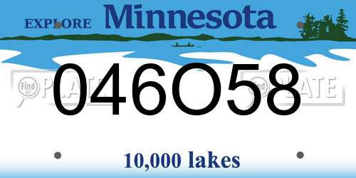 046O58 Minnesota License Plate
