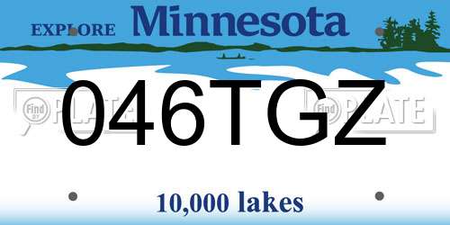 046TGZ Minnesota License Plate