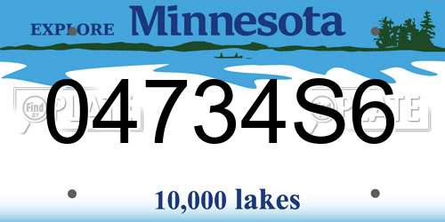 04734S6 Minnesota License Plate