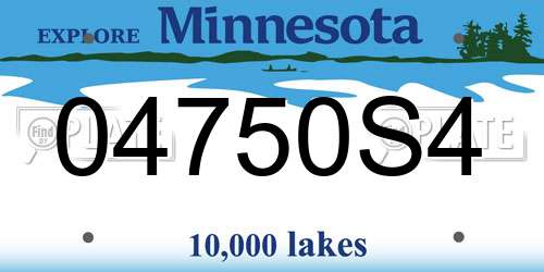 04750S4 Minnesota License Plate