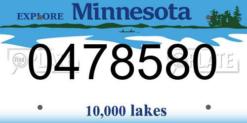 0478580 Minnesota License Plate