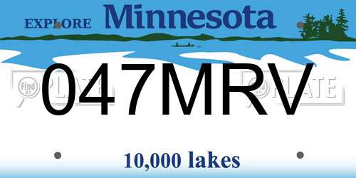 047MRV Minnesota License Plate