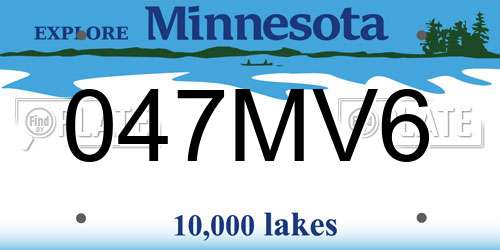 047MV6 Minnesota License Plate