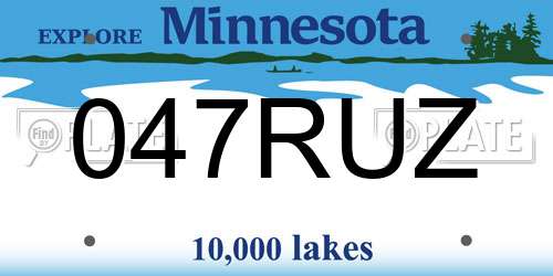 047RUZ Minnesota License Plate