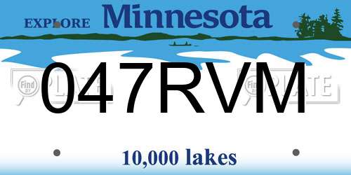 047RVM Minnesota License Plate