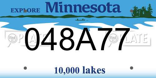 048A77 Minnesota License Plate