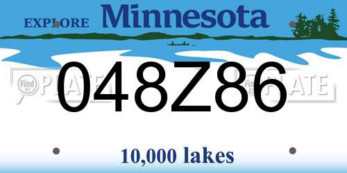 048Z86 Minnesota License Plate
