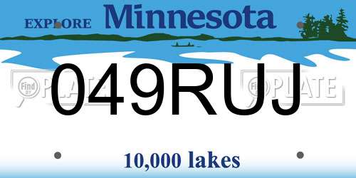 049RUJ Minnesota License Plate