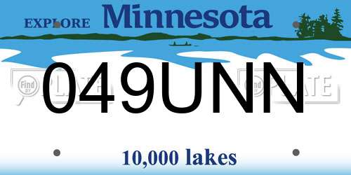 049UNN Minnesota License Plate
