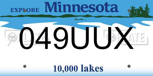 049UUX Minnesota License Plate