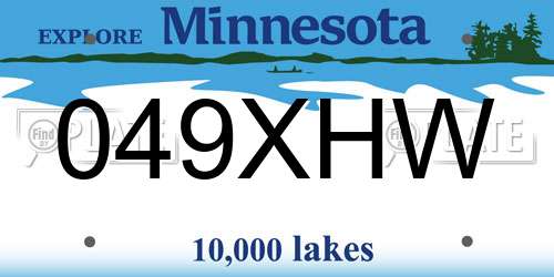 049XHW Minnesota License Plate