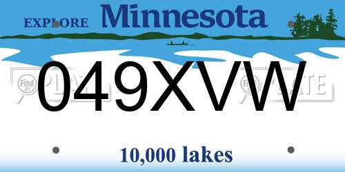 049XVW Minnesota License Plate