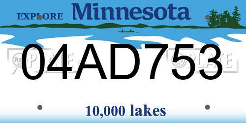 04AD753 Minnesota License Plate