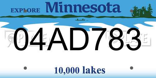 04AD783 Minnesota License Plate