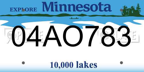 04AO783 Minnesota License Plate