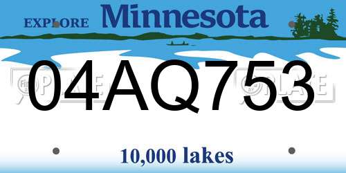 04AQ753 Minnesota License Plate