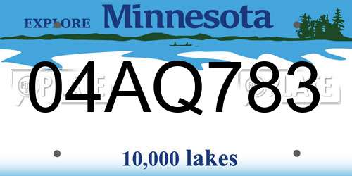 04AQ783 Minnesota License Plate
