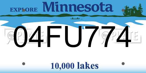 04FU774 Minnesota License Plate
