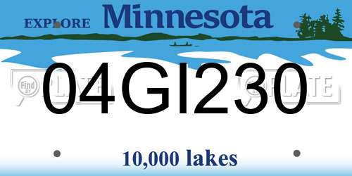 04GI230 Minnesota License Plate
